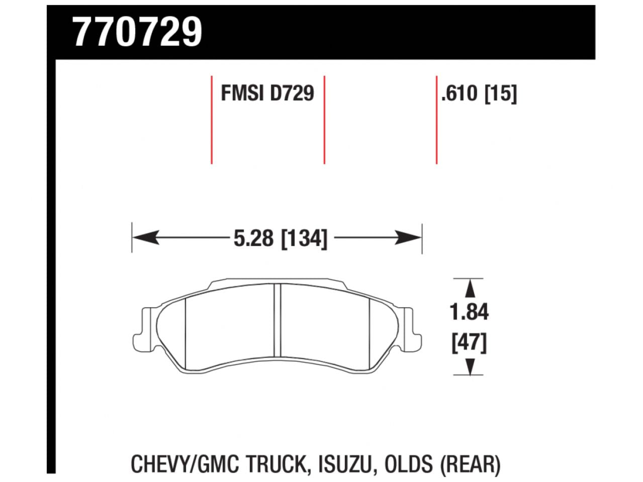 Hawk Brake Pads 770729 Item Image