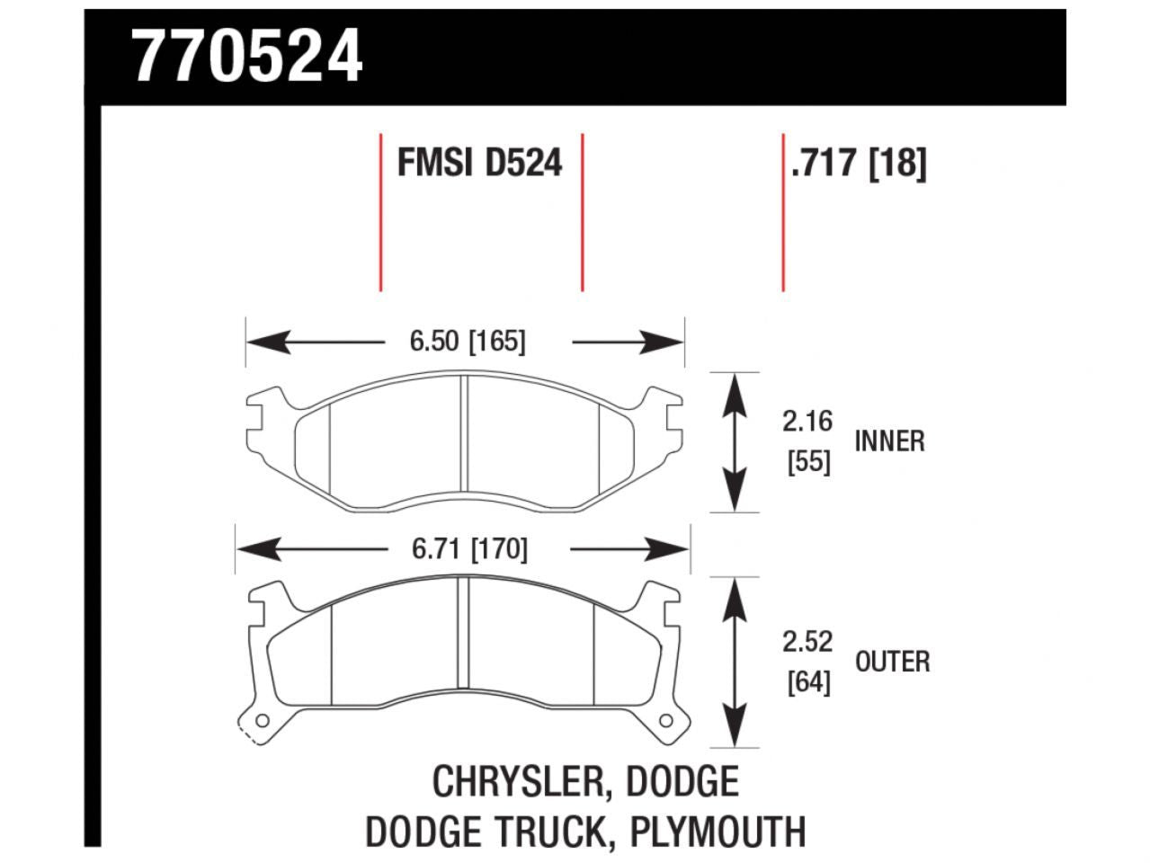 Hawk Brake Pads 770524 Item Image