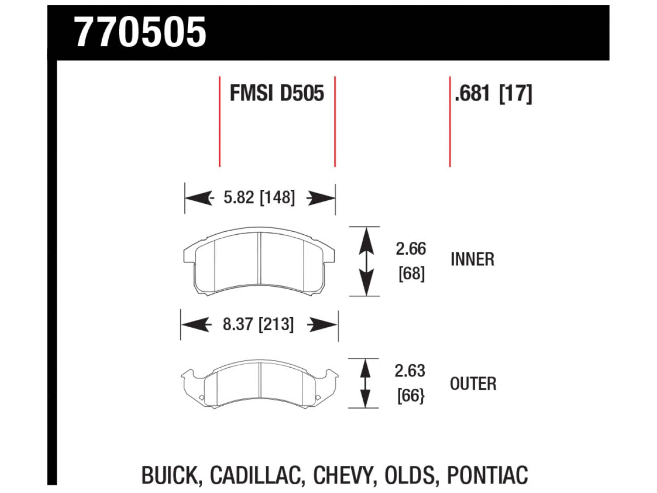 Hawk Brake Pads 770505 Item Image