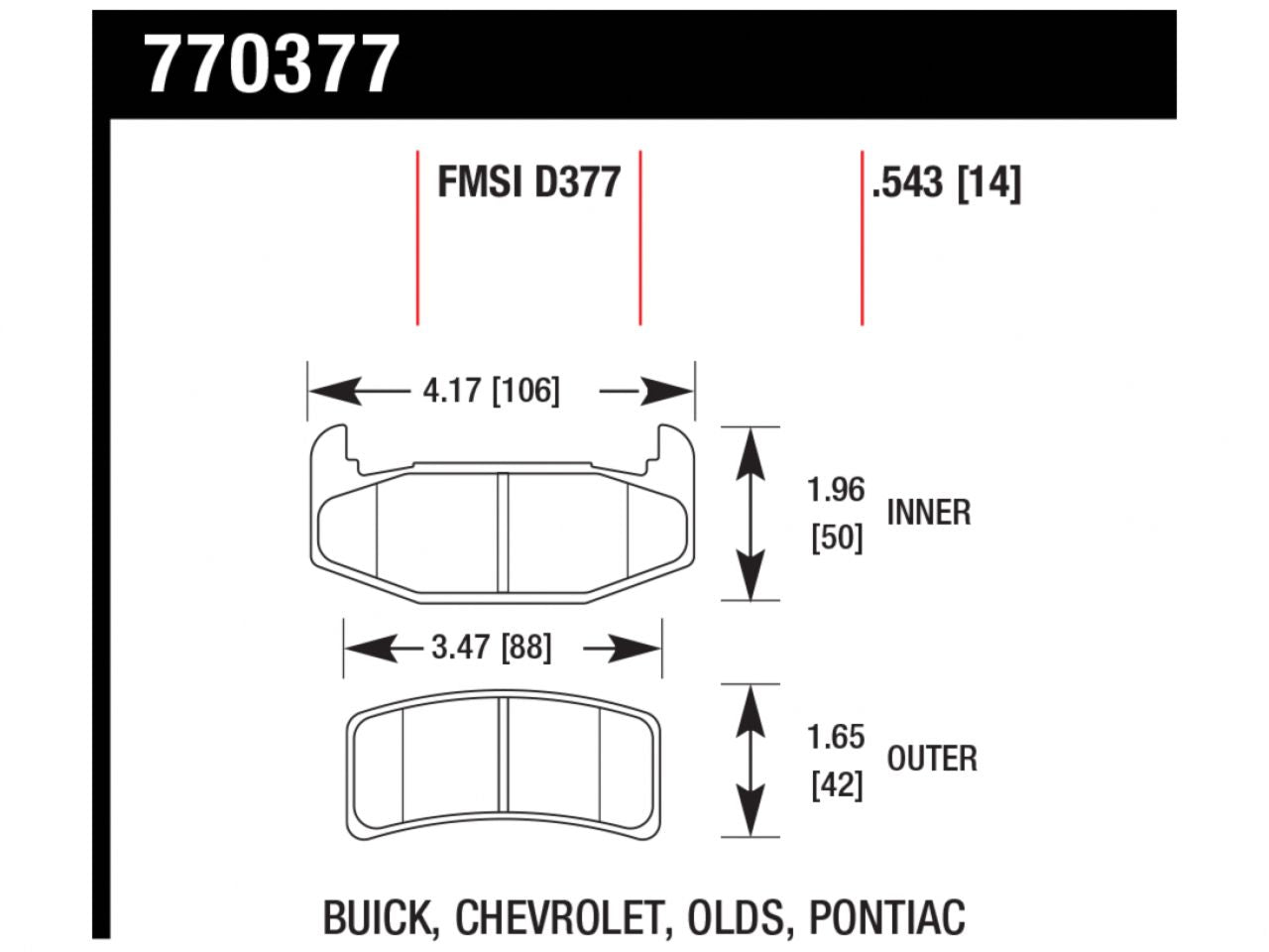 Hawk Brake Pads 770377 Item Image