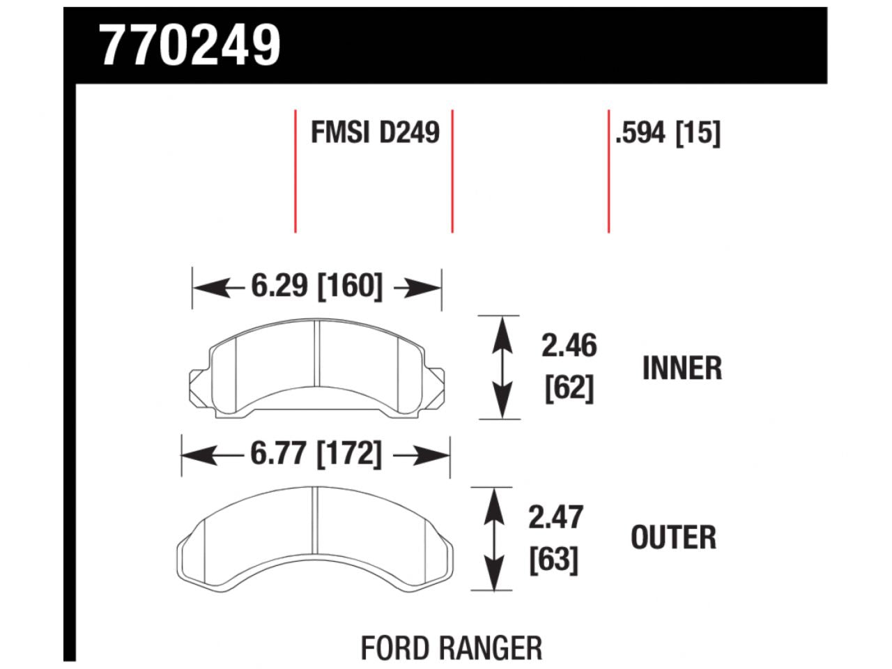 Hawk Brake Pads 770249 Item Image