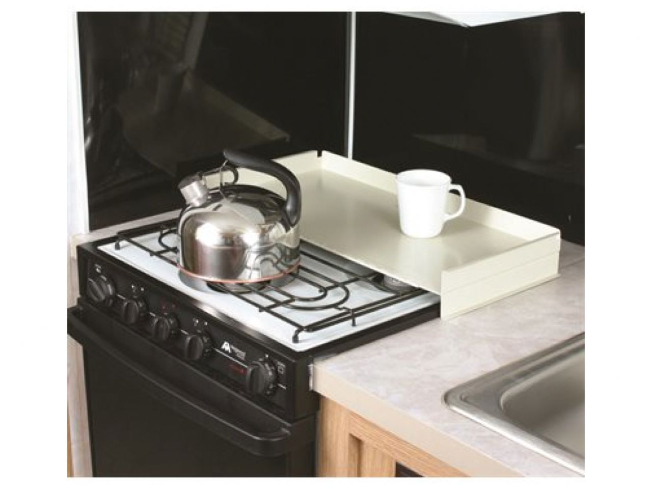 Camco Stove Top Cover - White Universal Fit Bilingual