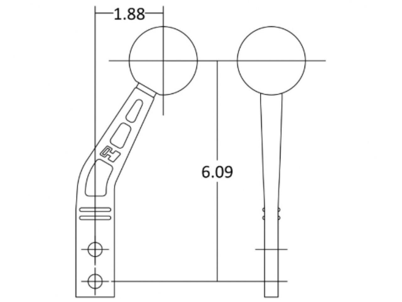 Hurst Shifters Shifter Stick, 6.00 Inch Lay Back ,Black Aluminum