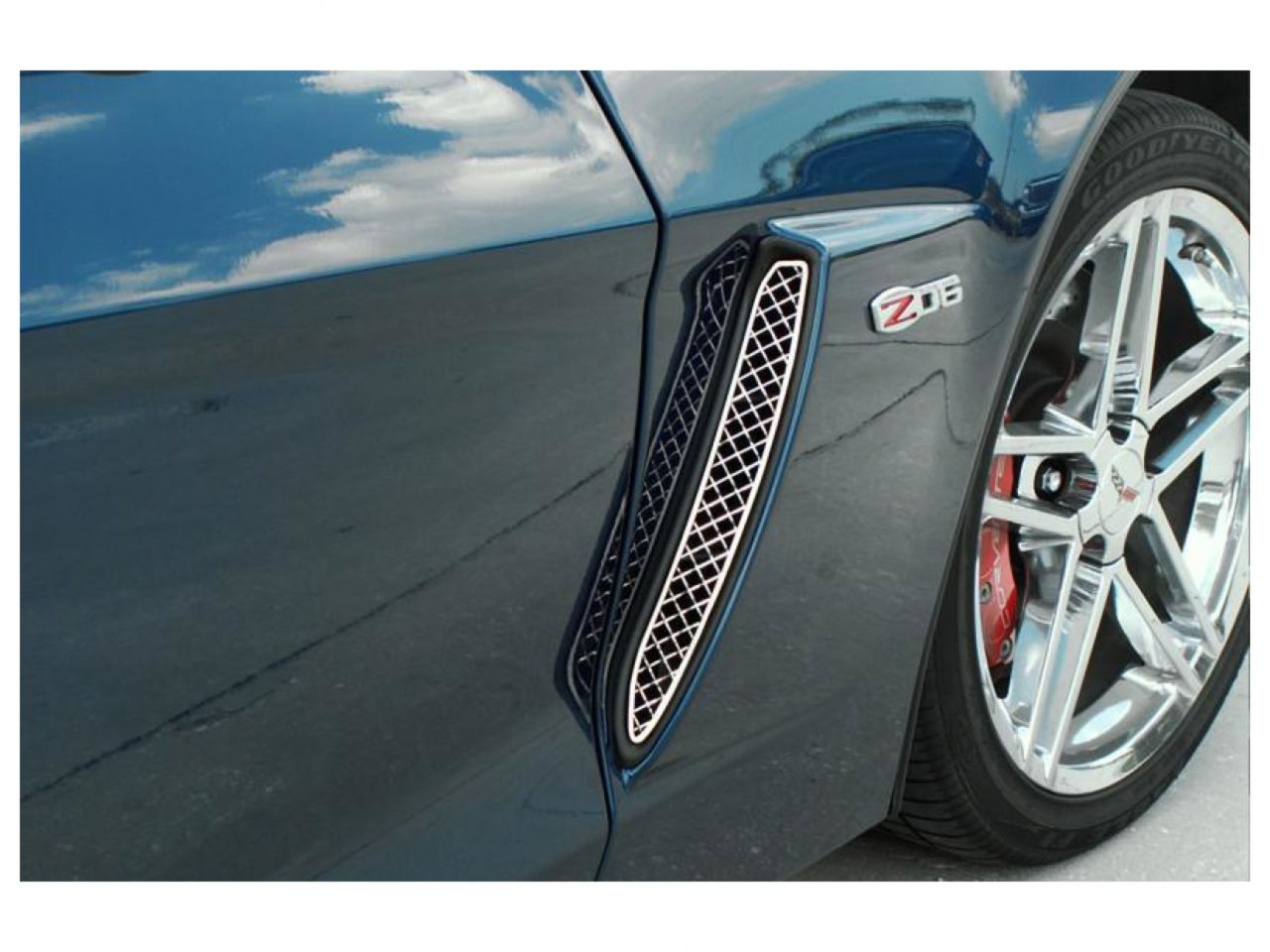 American Car Craft (ACC) Corvette Side Vent Grilles Laser Mesh 2Pc Polished 2006-2013 Z06 Only