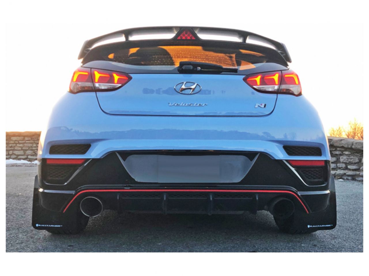 Rally Armor 2019 Hyundai Veloster N White UR Mud Flap Black Logo