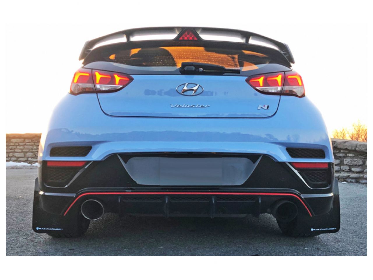 Rally Armor 2019+ Hyundai Veloster N UR Black Mud Flap w/ White Logo