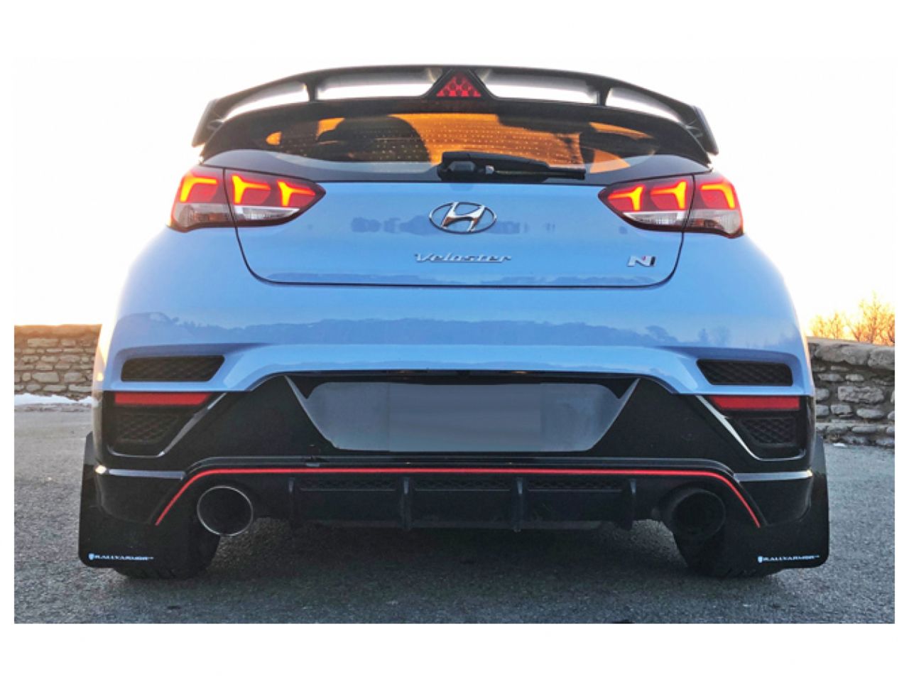 Rally Armor 2019+ Hyundai Veloster N UR Black Mud Flap w/ Grey Logo