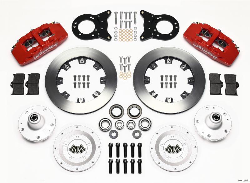 Wilwood Dynapro 6 Front Hub Kit 12.19in Red 1965-1969 Mustang Disc & Drum Spindle 140-12947-R Main Image