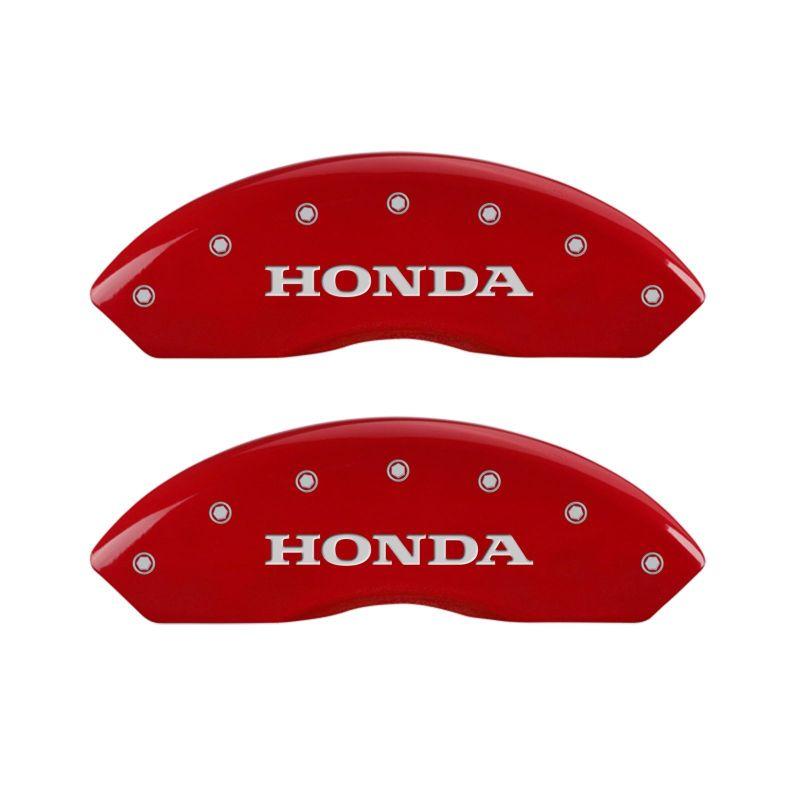 MGP 4 Caliper Covers Engraved Front & Rear Honda Red finish silver ch 20203SHONRD Main Image