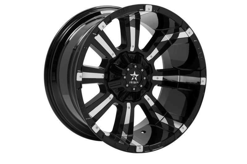 RBP 94R 22x12 6x139.7 BP / 4.75 BS -44mm Offset 78mm CB (Hub Centric) Black w/Chrome Inserts Wheel 94R-2212-82-44BP Main Image