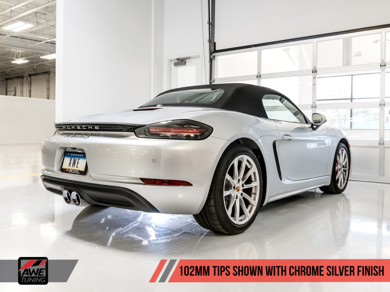 AWE Tuning Porsche 718 Boxster / Cayman SwitchPath Exhaust (PSE Only) - Chrome Silver Tips 3025-32020 Main Image