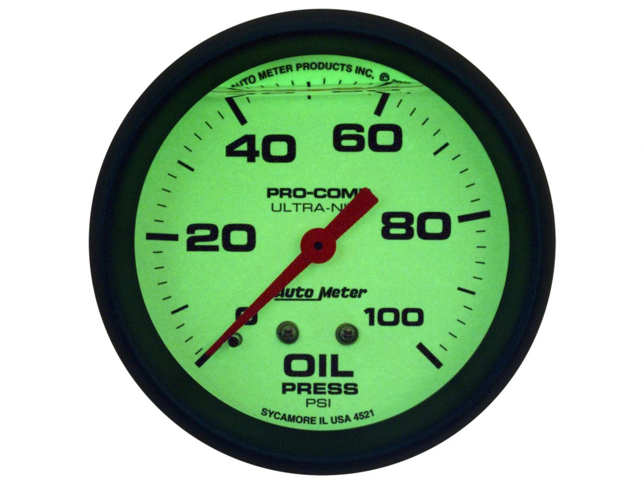 Autometer 2-5/8" Oil Pressure, 0-100 Psi, Mechanical, Liquid Filled, Ultra-Nite