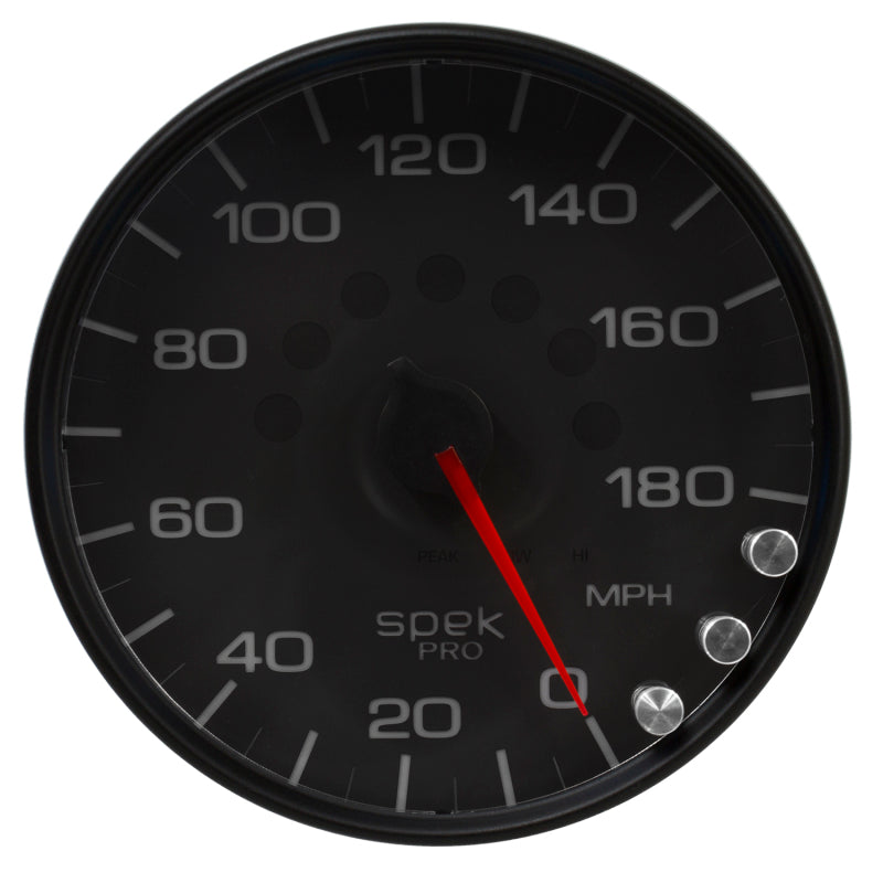 Autometer Spek-Pro Gauge Speedometer 5in 180 Mph Elec. Programmable Black/Black P23032