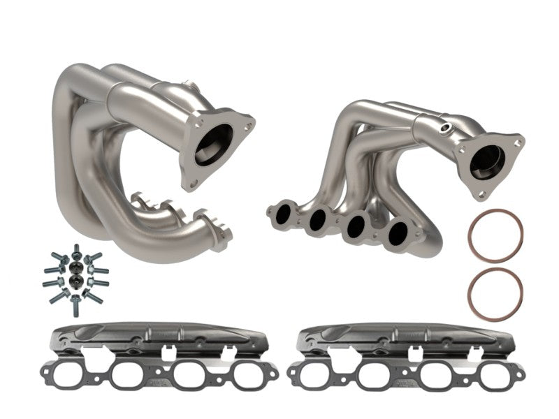 aFe Twisted 304SS Header 2020 Chevy Corvette (C8) 6.2L V8 - Titanium Ceramic Coated 48-34148-T