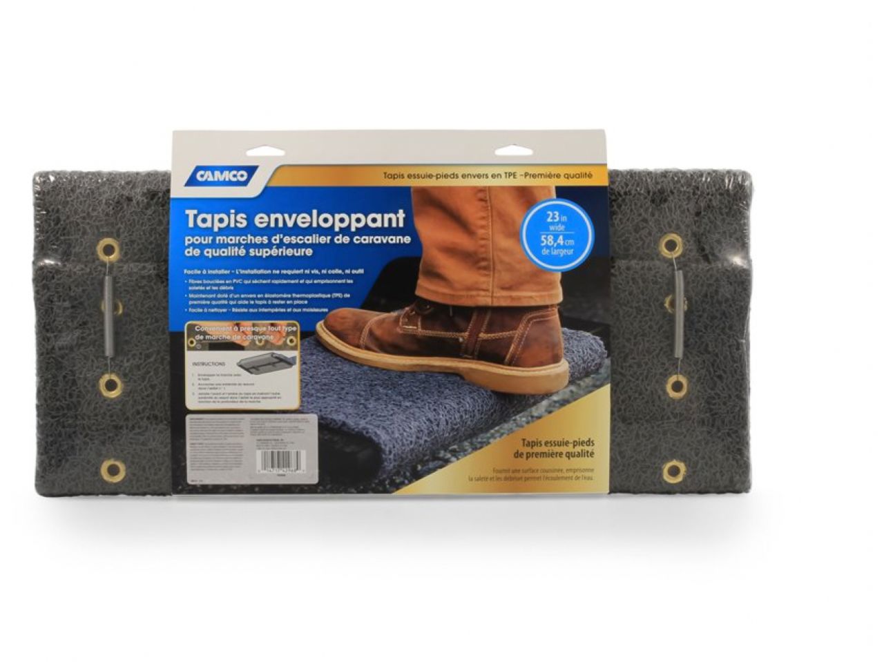 Camco Scrub Rug Premium Step Rug - W / UV&TPE Back, 22" x23",Gray