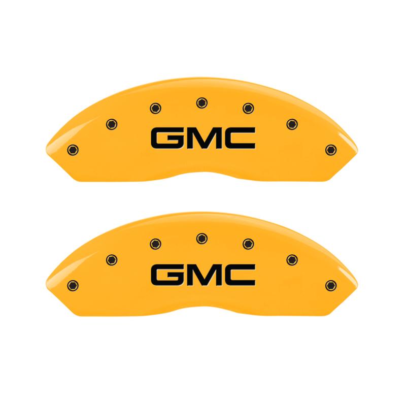 MGP 2 Caliper Covers Engraved Front GMC Yellow Finish Black Characters 1997 GMC Yukon 34012FGMCYL Main Image