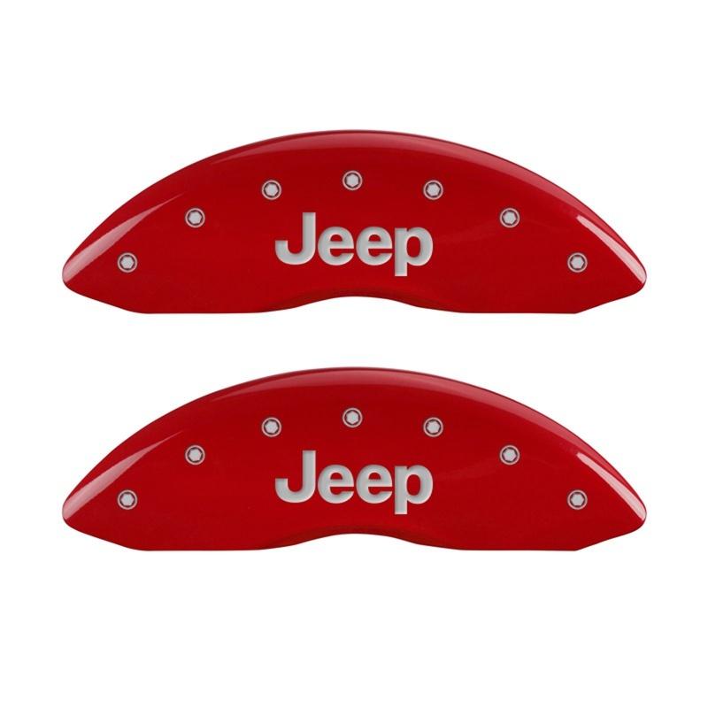 MGP Front set 2 Caliper Covers Engraved Front JEEP Red finish silver ch 42011FJEPRD Main Image