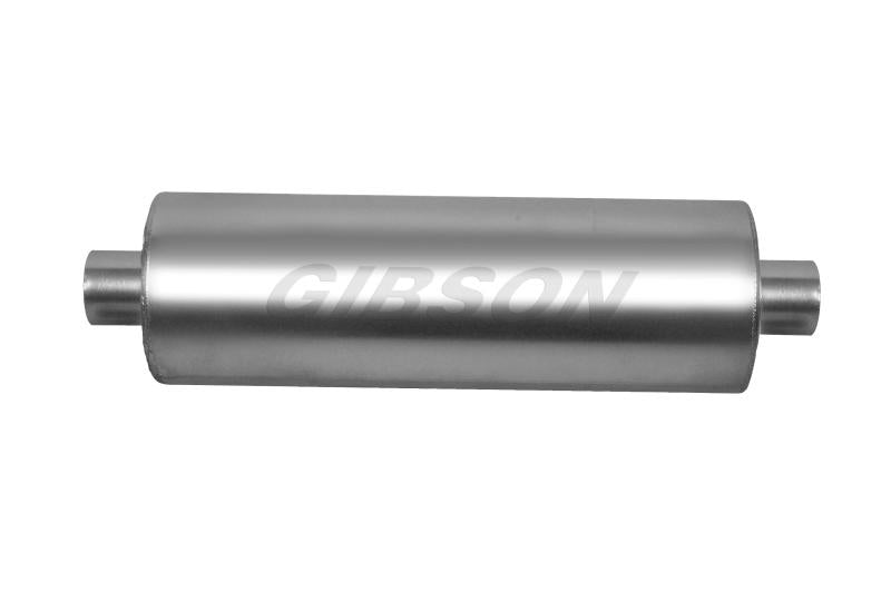 Gibson SFT Superflow Center/Center Round Muffler - 8x24in/4in Inlet/4in Outlet - Stainless 788040S Main Image