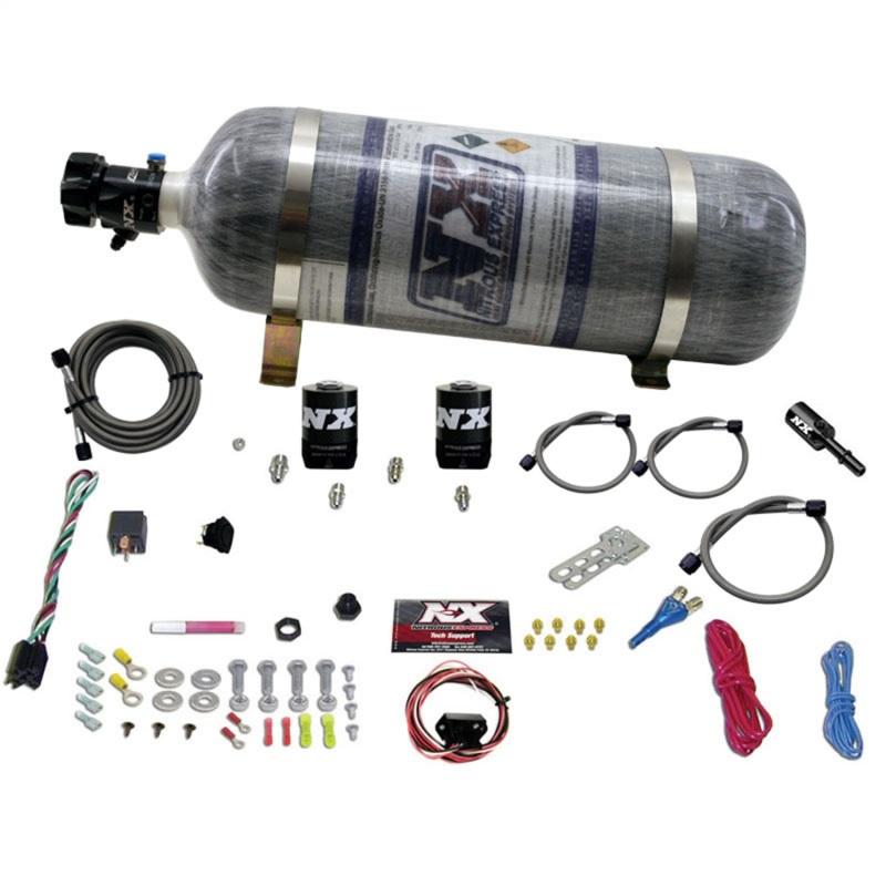 Nitrous Express 11-15 Ford Mustang GT 5.0L Coyote Single Nozzle Nitrous Kit (35-150HP) w/Comp Bottle 20932-12 Main Image