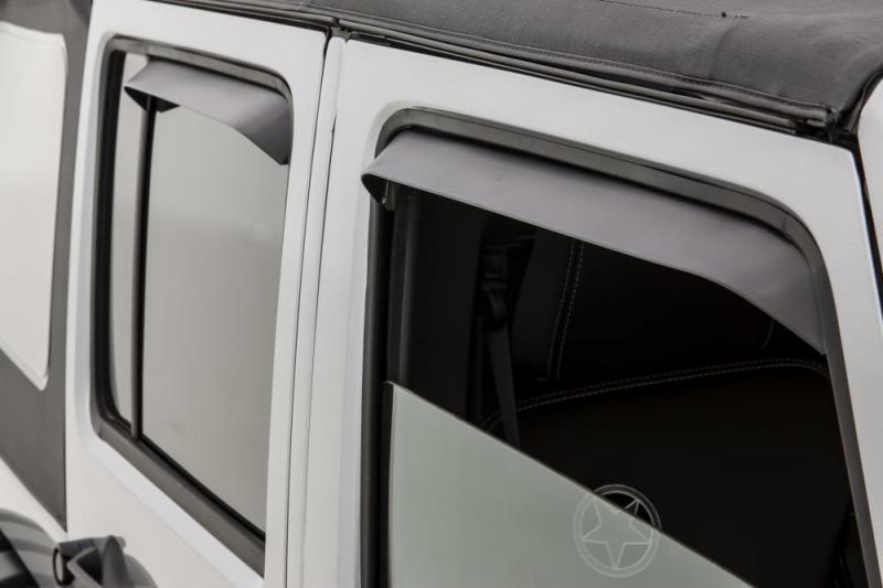 AVS 07-18 Jeep Wrangler Ventshade Front & Rear Window Deflectors 4pc - Black 34918 Main Image