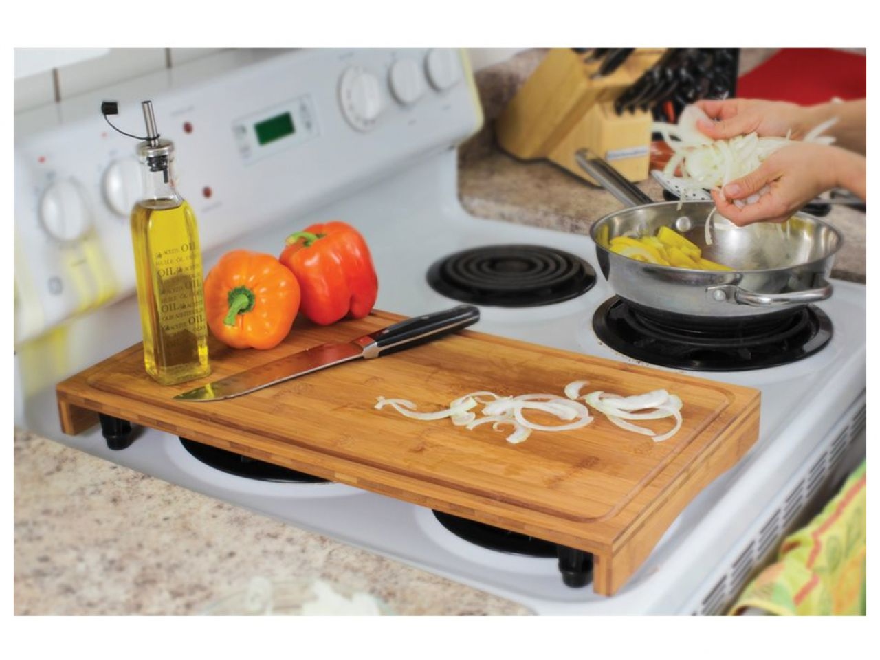 Camco Stove Top Work Surface - Bamboo (Two-Burner)