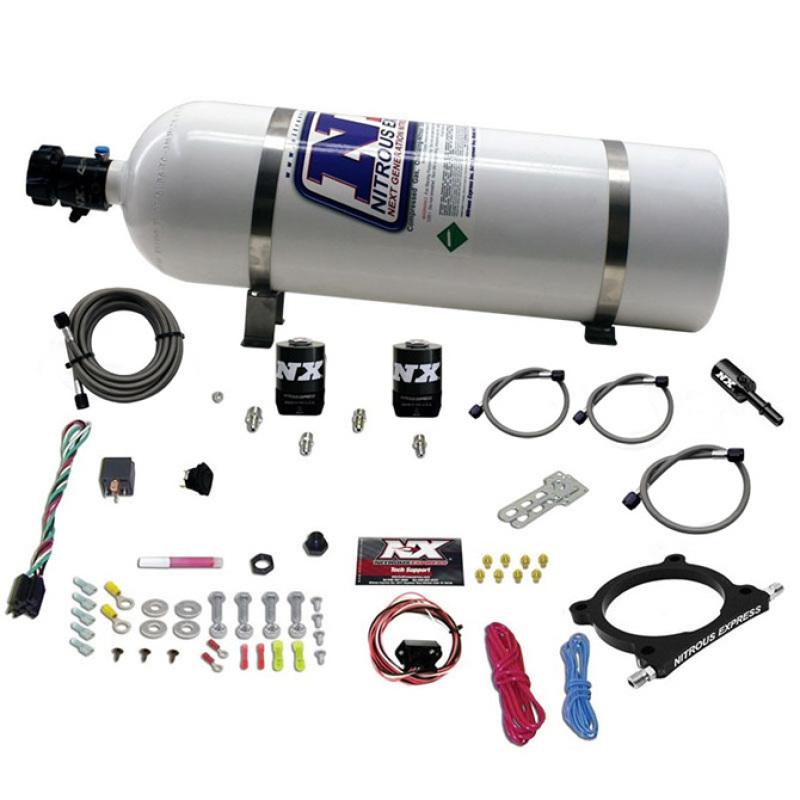 Nitrous Express 11-15 Ford Mustang GT 5.0L High Output Nitrous Plate Kit (50-250HP) w/15lb Bottle 20951-15 Main Image