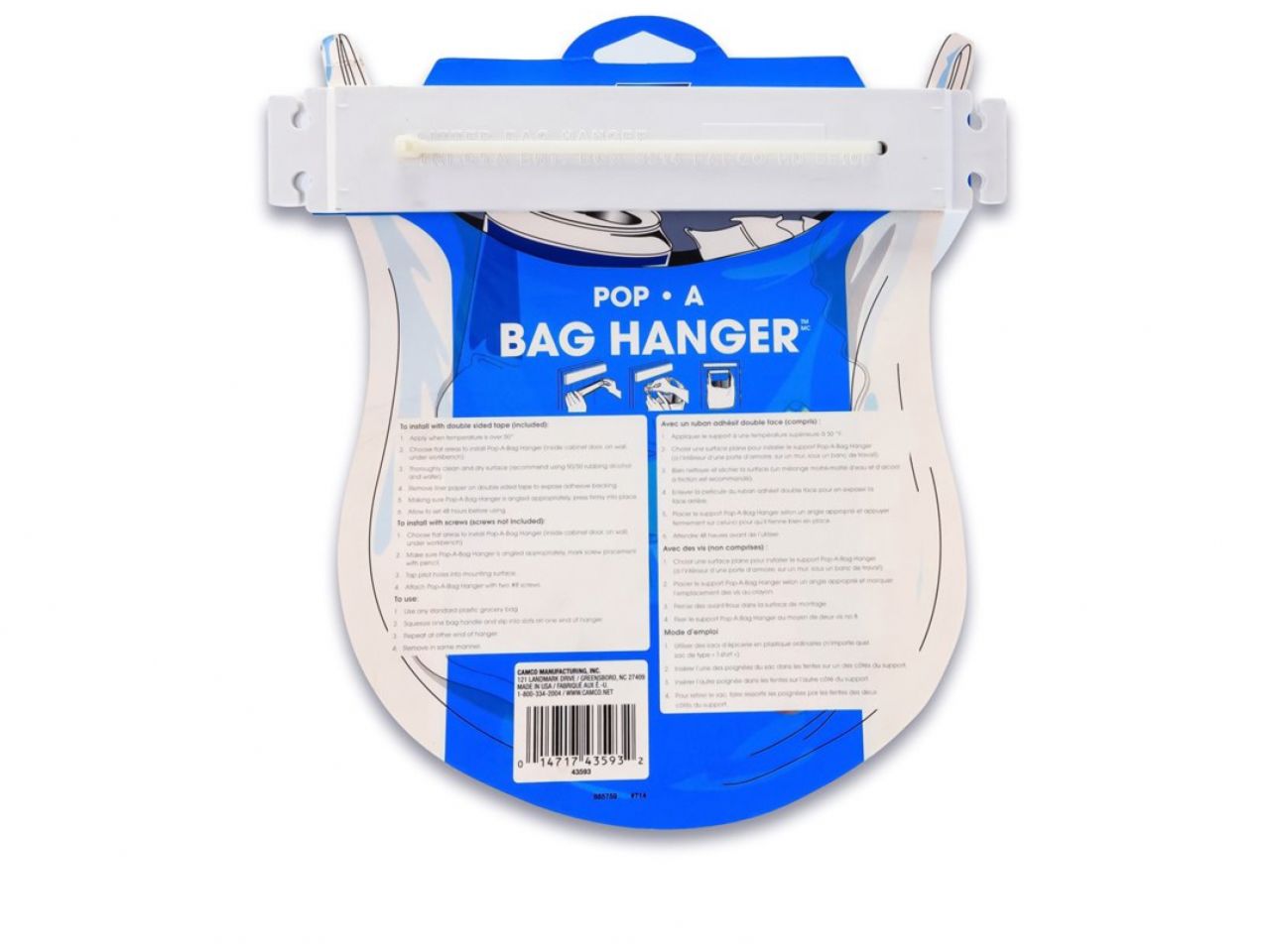 Camco Pop-A-Bag Hanger - White Bilingual