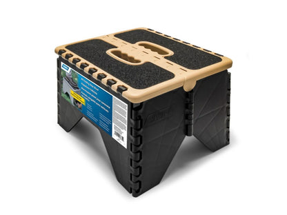 Camco Plastic Folding Step Stool - w / Non Skid, Khaki / Black