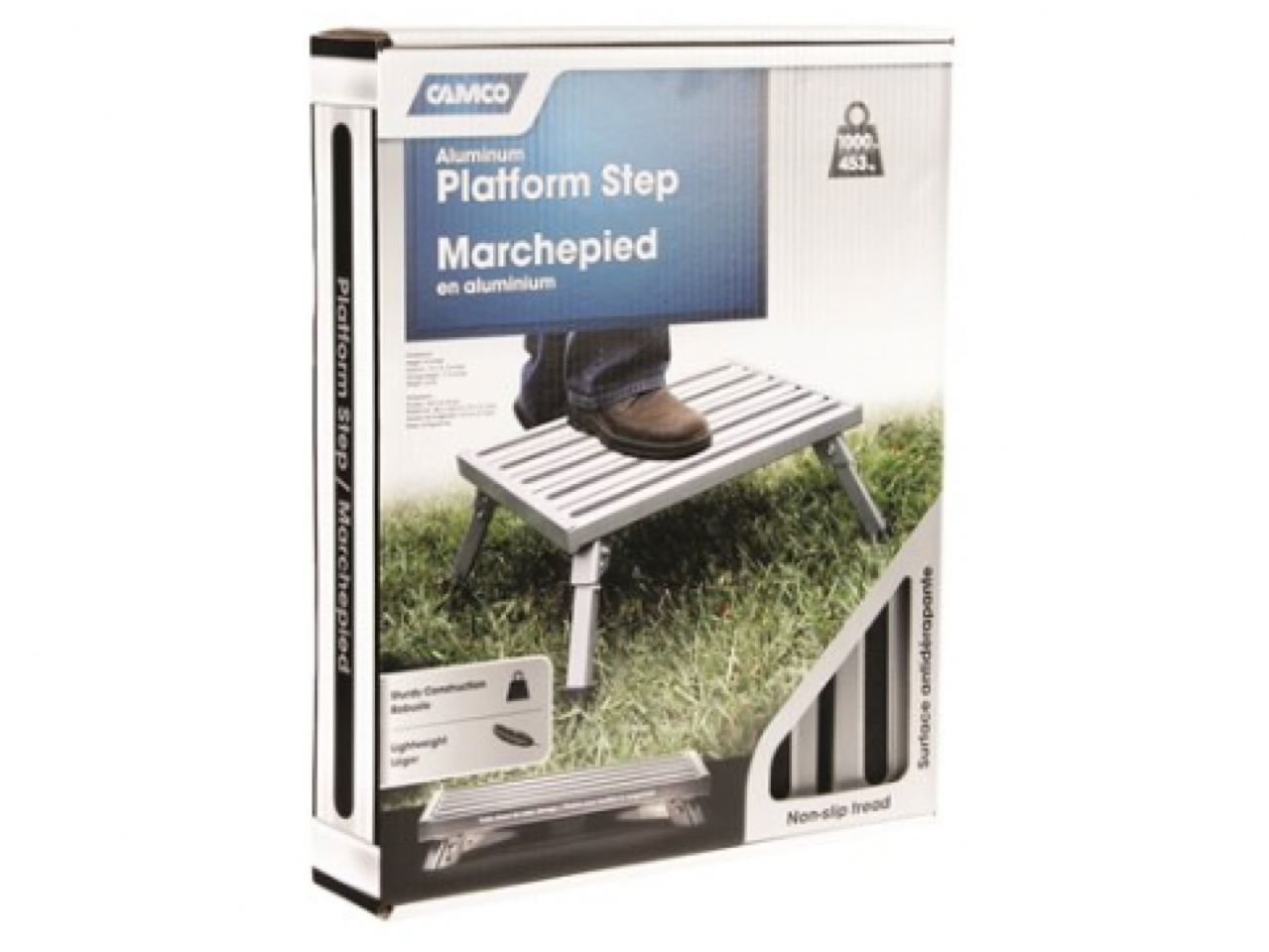 Camco Step Stool - Aluminum Platform Step, Fixed Height Bilingual