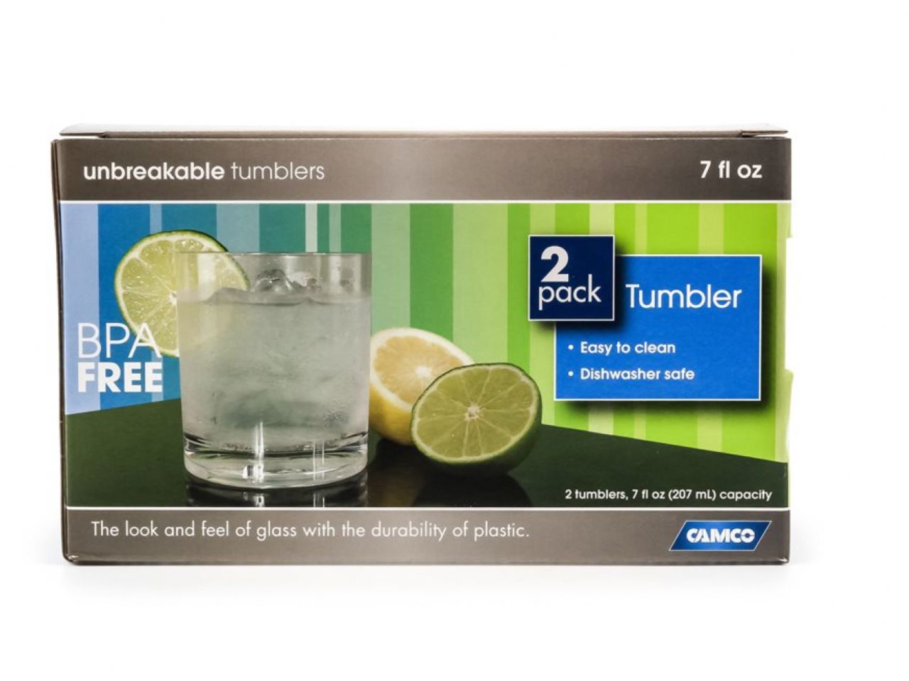 Camco Tumbler Glass - 7oz, 2 pack, Acrylic, BPA Free