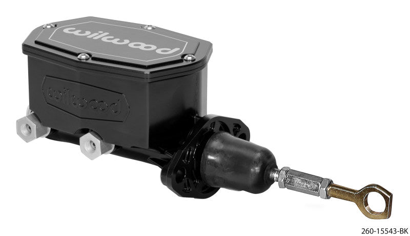 Wilwood Compact Tandem Master Cylinder - 1.12in Bore - w/Pushrod - Fits Mustang (Black) 260-15543-BK