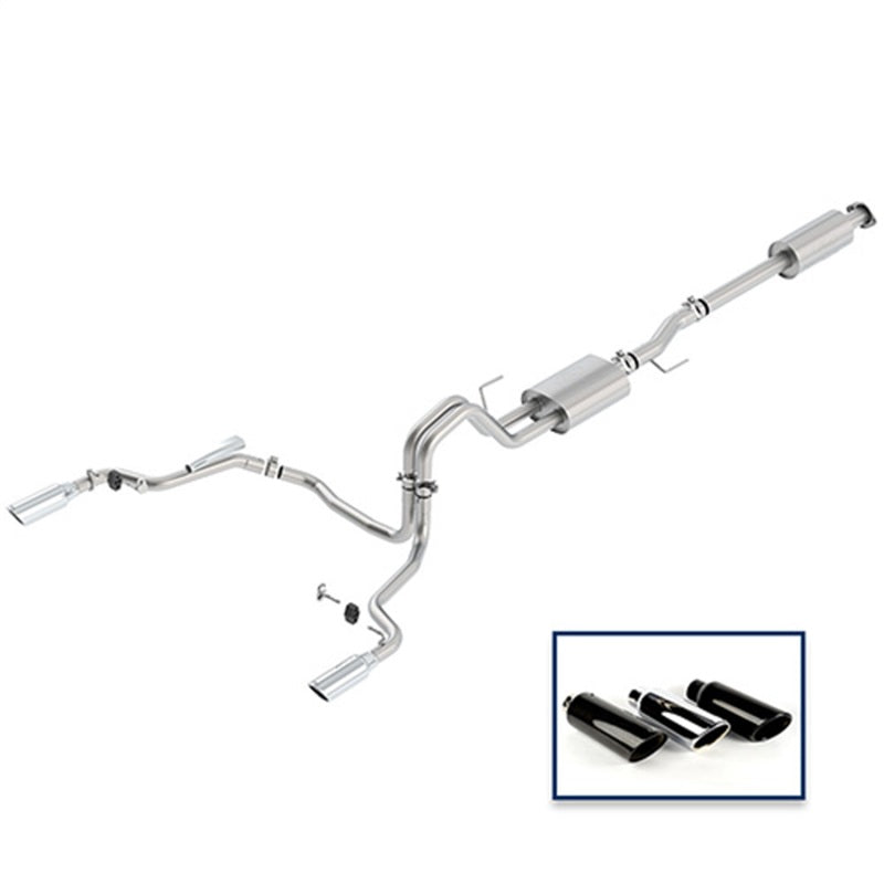 Ford Racing 15-18 F-150 2.7L Cat-Back Sport Exhaust System - Rear Exit Chrome Tips M-5200-F1527DSCA