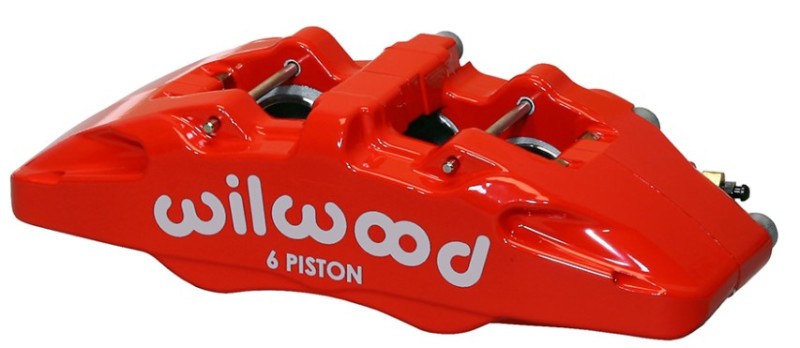 Wilwood Caliper-Forged DP6A, 5.25" mt.-Red-L/H, 1.62/1.38"/1.38" Pistons, .81"