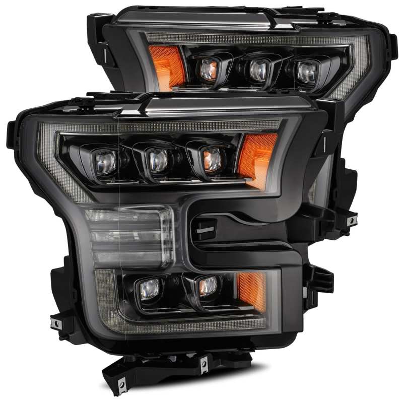 AlphaRex 17-20 Ford Raptor NOVA LED Proj Headlights Plank Style Alpha Black w/Activ Light/Seq Signal 880163 Main Image