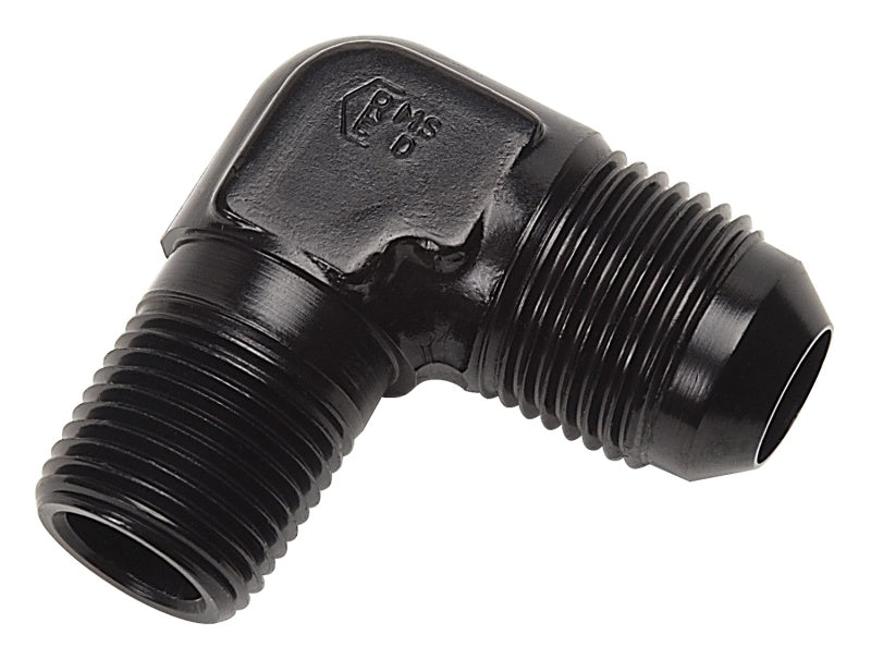 Russell -6 AN 90° Flare To Pipe Adapter (Black Finish)