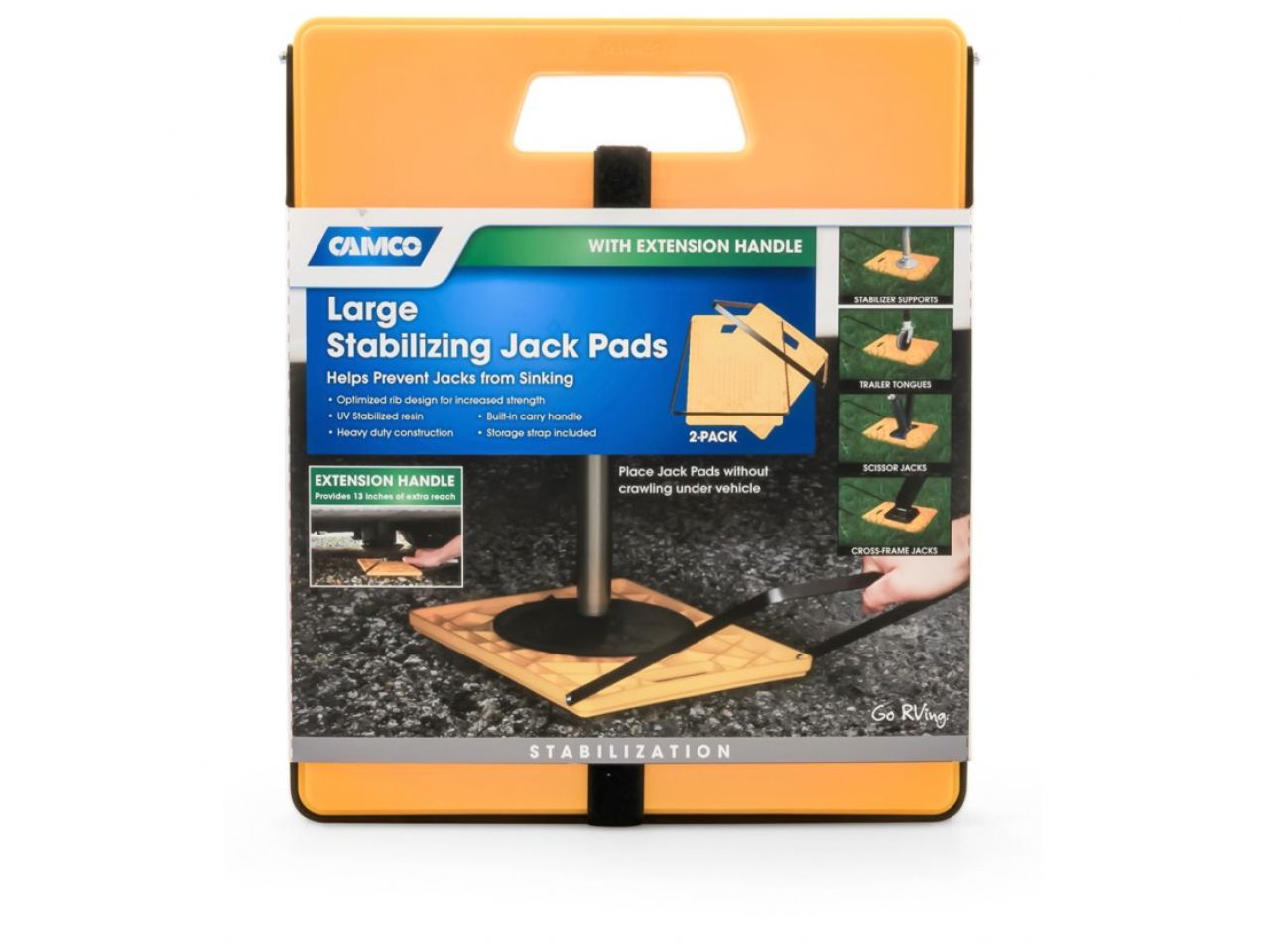 Camco Stabilizer Jack Pad - Large (14.4"x12.0"pad), W / Handle, 2 pack