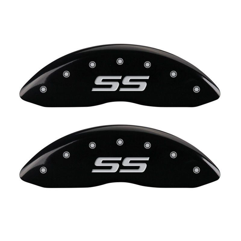 MGP 4 Caliper Covers Engraved Front & Rear Monte Carlo style/SS Black finish silver ch 14217SSS4BK Main Image