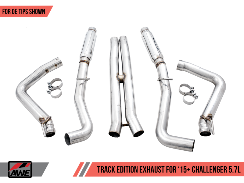 AWE Tuning 2015+ Dodge Challenger 5.7L Touring Edition Exhaust - Non-Resonated - Stock Tips 3020-11030