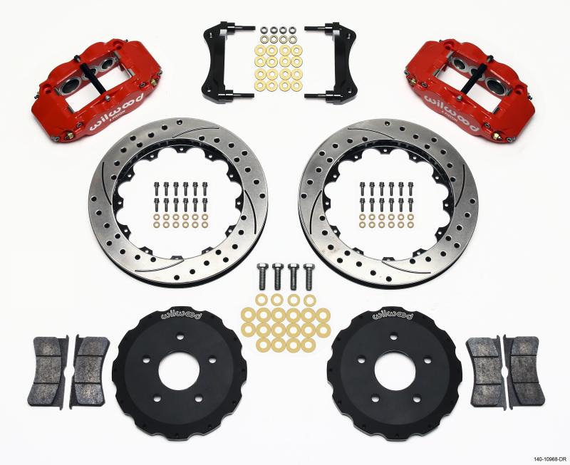 Wilwood Narrow Superlite 6R Front Hat Kit 13.06in Drill Red Backdraft Cobra (BMW E36 Based) 140-10968-DR Main Image