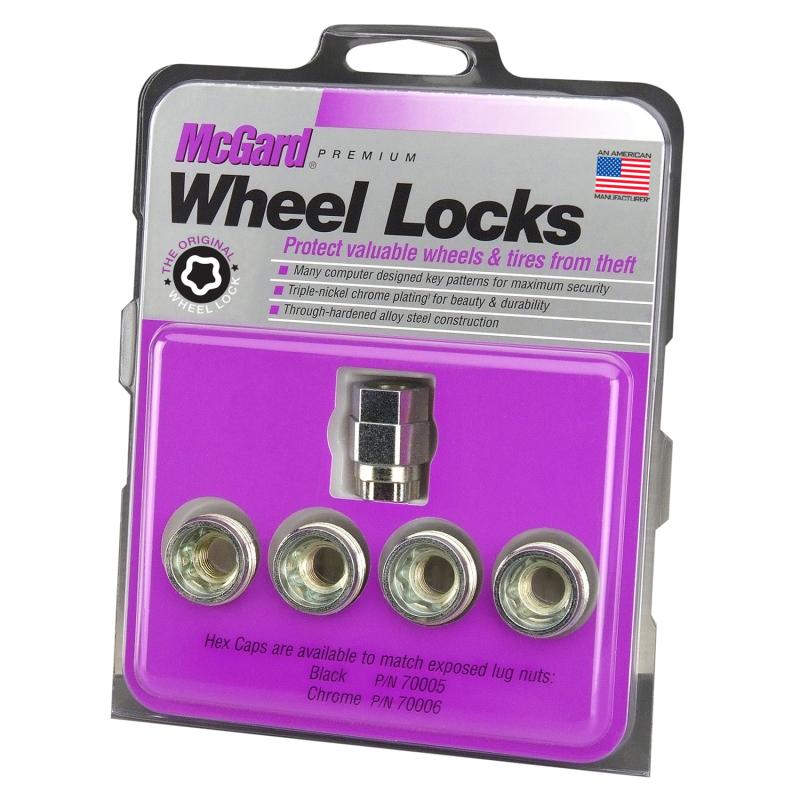 McGard Wheel Lock Nut Set - 4pk. (Under Hub Cap / Cone Seat) 7/16-20 / 3/4 & 13/16 Hex / .775in. L 24011 Main Image