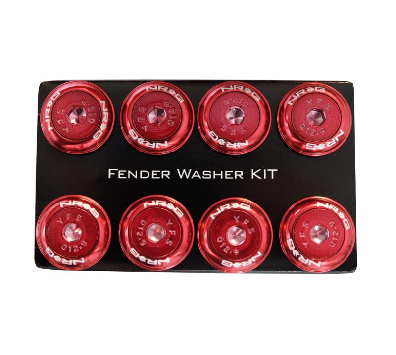 NRG Fender Washer Kit w/Color Matched M8 Bolt Rivets For Plastic (Red) - Set of 8 FW-800RD Main Image