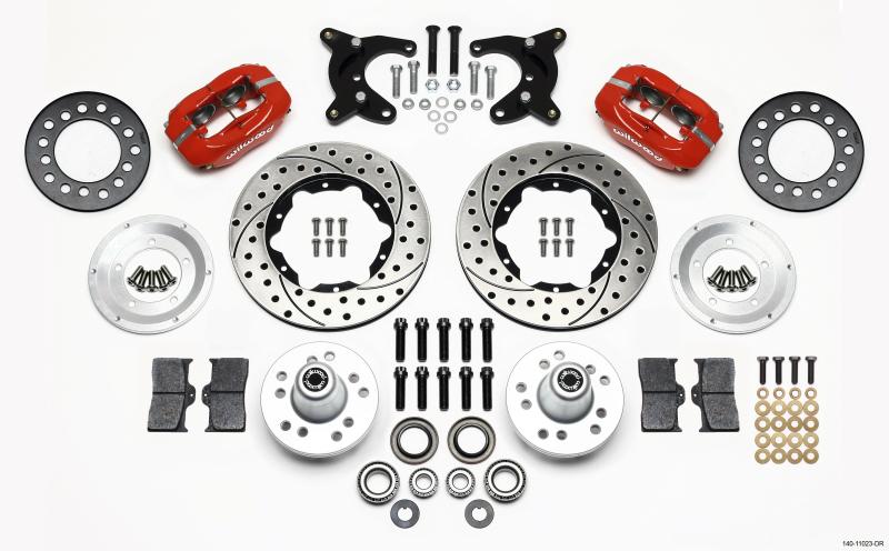 Wilwood Forged Dynalite Front Kit 11.00in Drilled Red 65-72 CDP A Body - 10in Drum 140-11023-DR Main Image