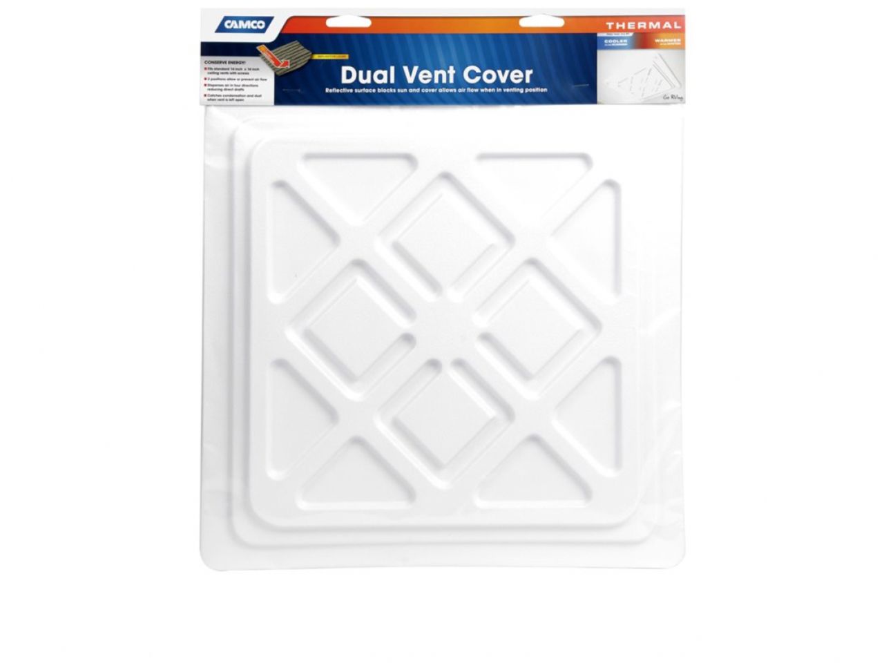 Camco Dual Vent Cover - (Inside) 14"x14" White,W/ Clips&Screws