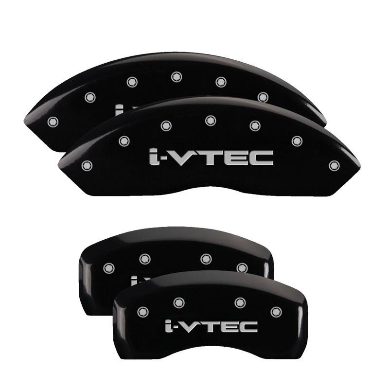 MGP 4 Caliper Covers Engraved Front & Rear i-Vtec Black finish silver ch 20211SIVTBK Main Image