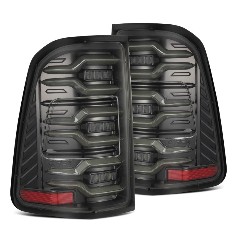 AlphaRex 19-21 Dodge Ram 1500 Luxx-Series LED Tail Lights Alpha-Black w/Activ Light/Seq Signal 640030