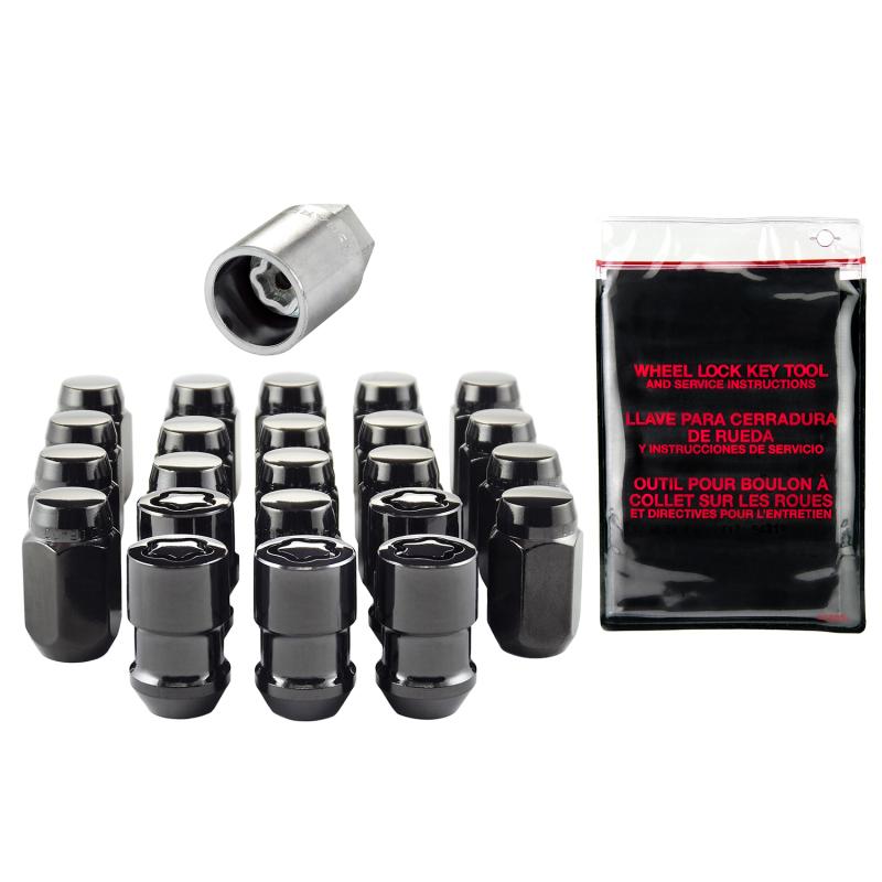 McGard Jeep Wrangler Hex Install Kit (Cone Seat) 1/2-20 / 13/16 Hex (18 Lug Nuts / 5 Locks) - Black 84562BK Main Image