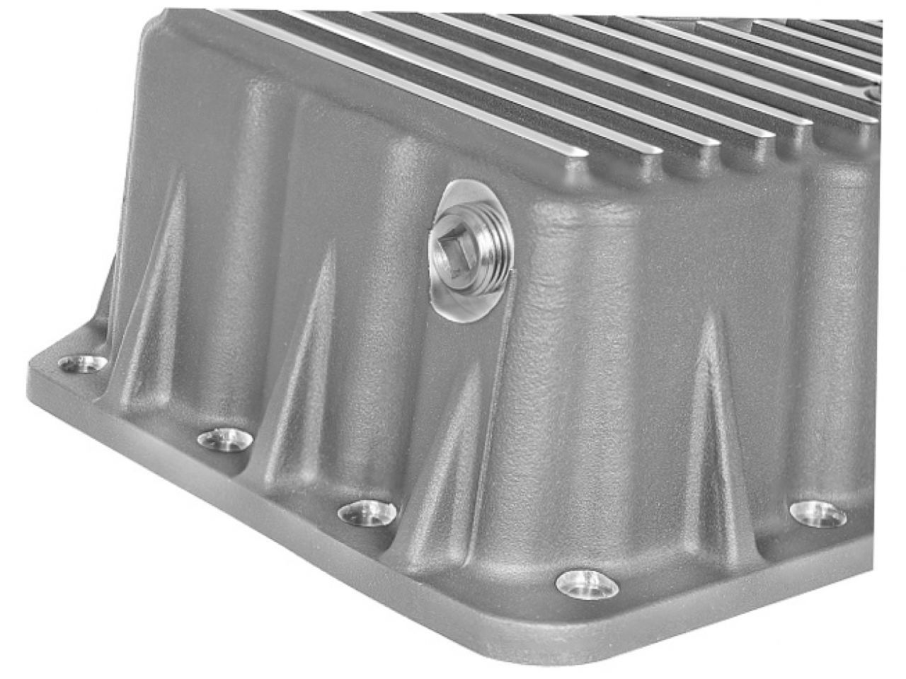 aFe Street Series Engine Oil Pan Raw w/ Machined Fins Ford Diesel Trucks