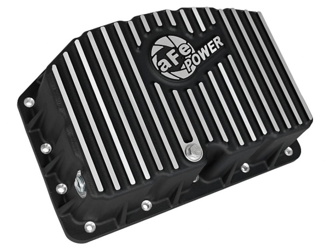 aFe Pro Series Engine Oil Pan Black w/ Machined Fins Ford Diesel Trucks