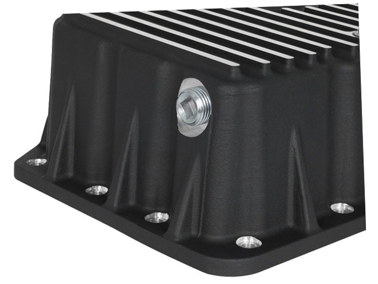 aFe Pro Series Engine Oil Pan Black w/ Machined Fins Ford Diesel Trucks