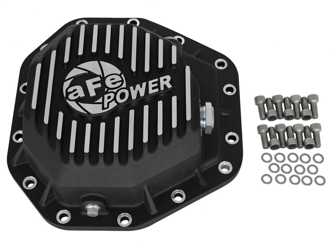 aFe Pro Series Rear Differential Cover Kit Black w/Machined Fins, Gear Oil